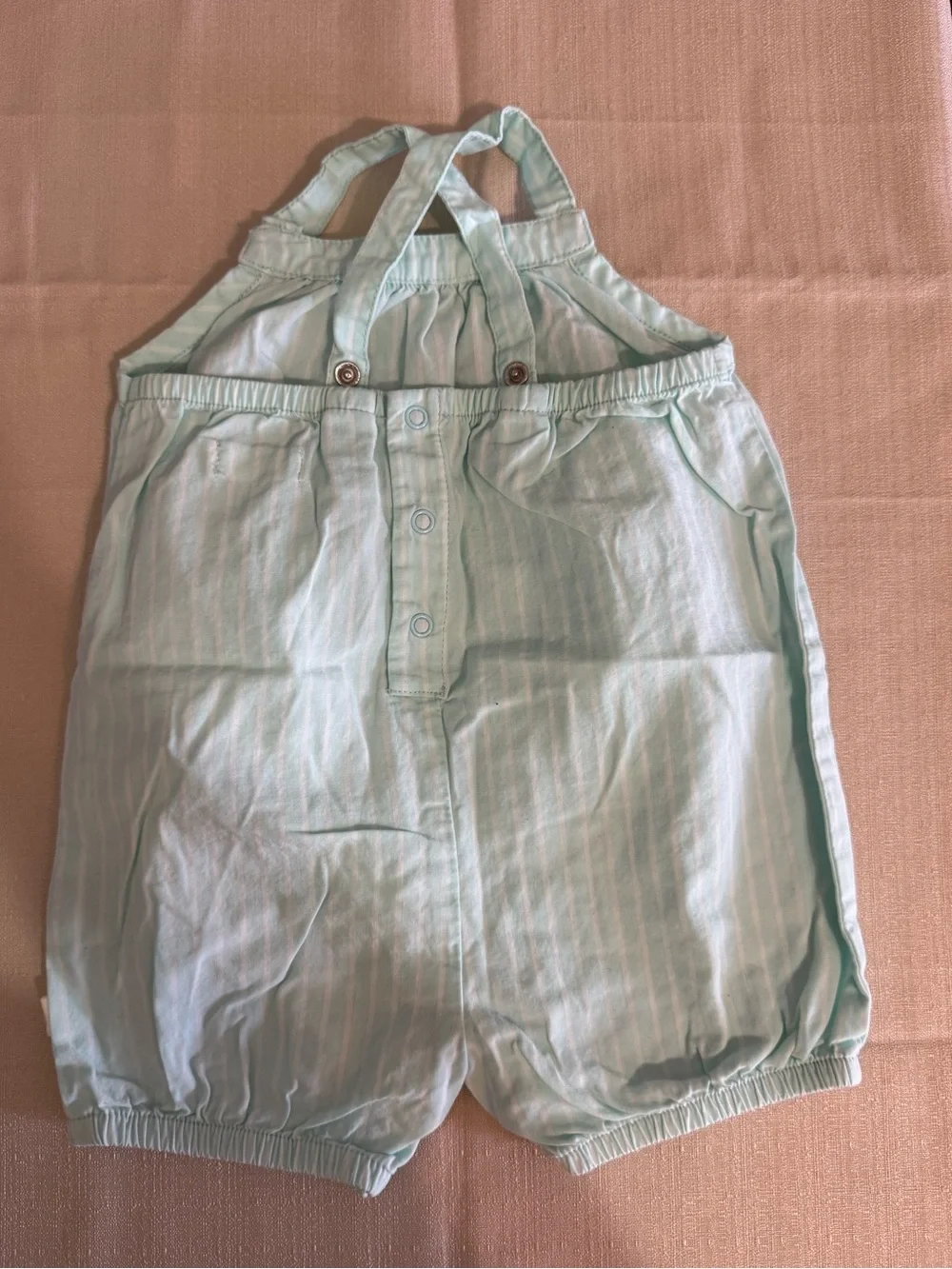 Boho Mint Green & White Stripes Sleeveless Baby Romper